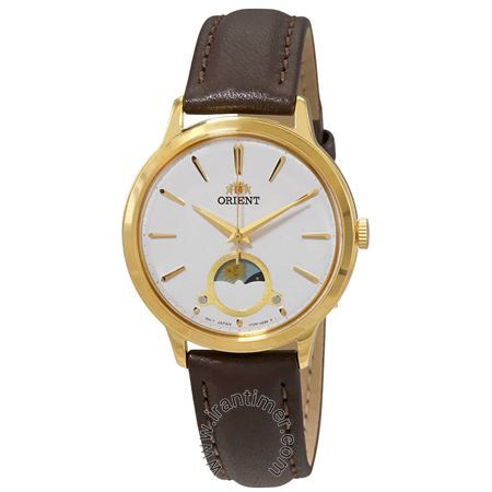 ساعت مچی زنانه کلاسیک بند چرم طبیعی، نمایش حالت ماه و خورشید