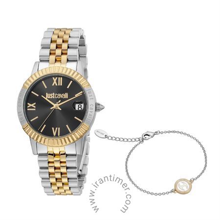 ساعت مچی زنانه کلاسیک تمام استیل، نمایش تاریخ، همراه با دستبند ست، رنگ PVD