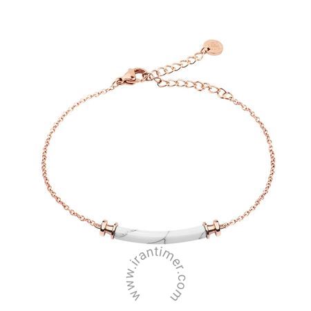 زیور آلات و جواهر دستبند زنانه کلاسیک استیل و سنگ مرمر، رنگ PVD