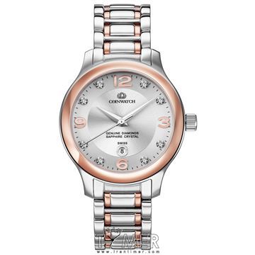 ساعت مچی زنانه کلاسیک تمام استیل، نمایش تاریخ، برلیان دار، ست، رنگ PVD