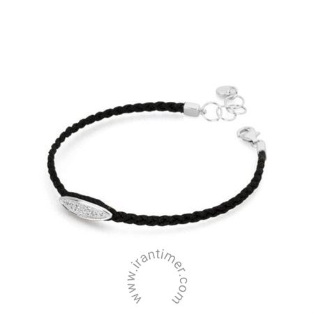 ساعت مچی دستبند زنانه کلاسیک اسپرت پارچه و نقره، سنگ زیرکونیا