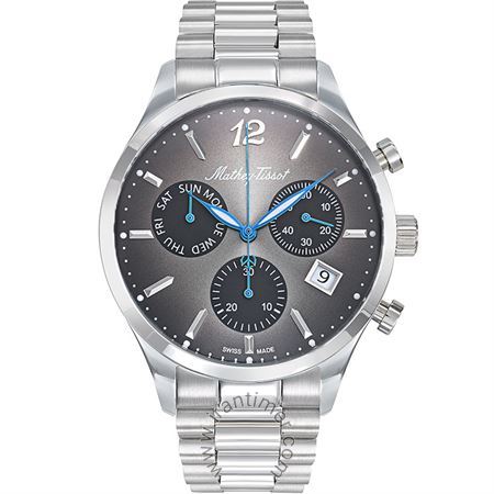 ساعت مچی مردانه کلاسیک تمام استیل، کرونوگراف، نمایش تاریخ و روز، موتور RONDA Z60