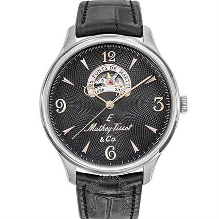 ساعت مچی مردانه کلاسیک بند چرم طبیعی، قلب باز، اتوماتیک، 38 ساعت شاخص ذخیره انرژی، سنگ قیمتی داخل موتور، موتور Landeron 24OH Open Heart