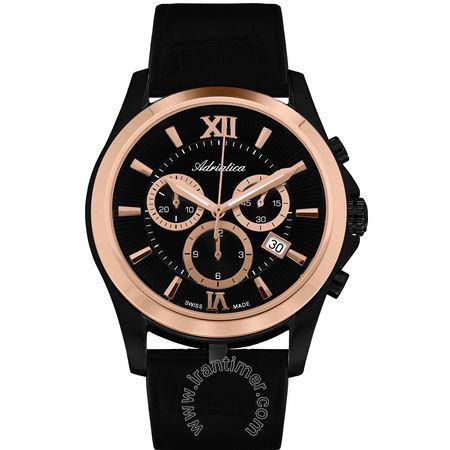 ساعت مچی مردانه کلاسیک بند چرم طبیعی، کرونوگراف، نمایش تاریخ، موتور Ronda 5030، رنگ PVD