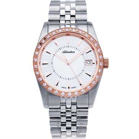 ساعت مچی زنانه کلاسیک تمام استیل، نگین دار، نمایش تاریخ، موتور Ronda 515، رنگ PVD