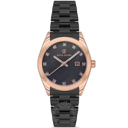 ساعت مچی زنانه کلاسیک بند استیل، نمایش تاریخ، نگین دار