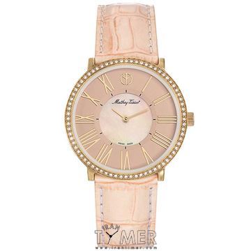 ساعت مچی زنانه کلاسیک فشن بند چرم طبیعی، نگین دار، رنگ PVD