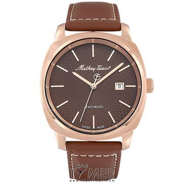 ساعت مچی مردانه کلاسیک بند چرم طبیعی، نمایش تاریخ، اتوماتیک، سنگگ قیمتی داخل موتور، رنگ PVD