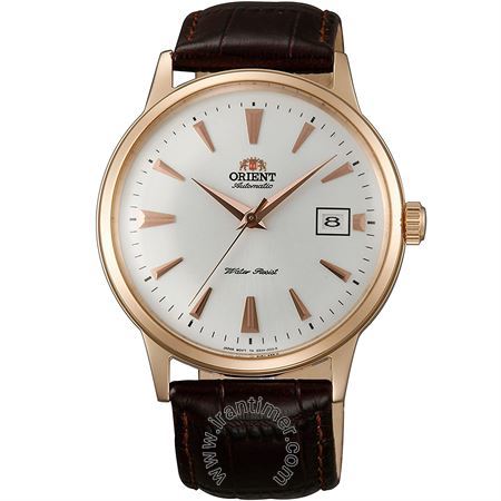 ساعت مچی مردانه کلاسیک بند چرم طبیعی، نمایش تاریخ، اتوماتیک، سنگ قیمتی داخل موتور