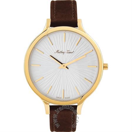 ساعت مچی زنانه کلاسیک بند چرم طبیعی، RONDA 1062، رنگ PVD