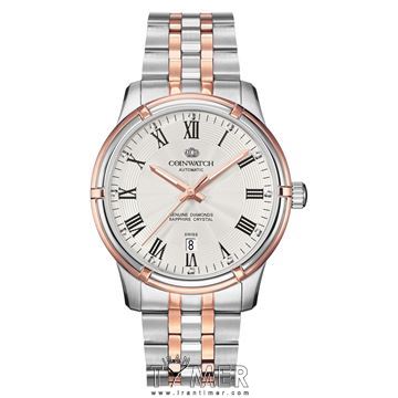 ساعت مچی مردانه کلاسیک تمام استیل، نمایش تاریخ، اتوماتیک، سنگ قیمتی داخل موتور، برلیان دار، رنگ PVD