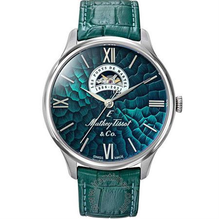 ساعت مچی مردانه کلاسیک بند چرم طبیعی، اتوماتیک، قلب باز، سنگ قیمتی داخل موتور