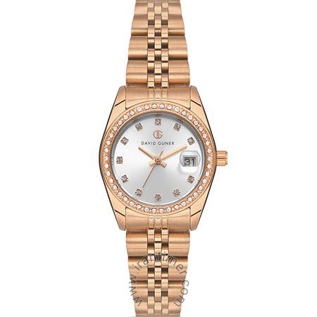 ساعت مچی زنانه فشن بند استیل، نمایش تاریخ، نگین دار