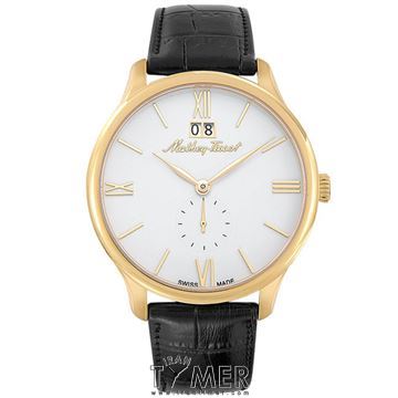 ساعت مچی مردانه کلاسیک بند چرم طبیعی، نمایش تاریخ بزرگ، موتور سوئیس RONDA 505 h6، رنگ PVD