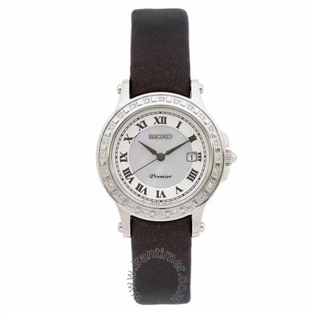 ساعت مچی زنانه فشن بند چرم طبیعی، نگین برلیان دار