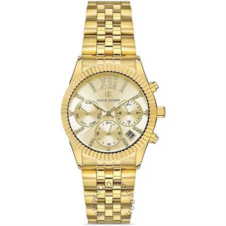 ساعت مچی زنانه کلاسیک فشن بند استیل، نمایش تاریخ کامل، دو زمانه، نگین دار