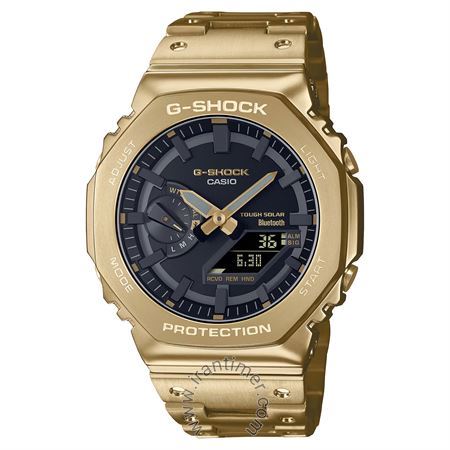 ساعت مچی مردانه اسپرت تمام استیل، خود شارژ، هوشمند، اتصال از طریق بلوتوث و برنامه CASIO WATCHES، تلفن یاب، ساعت جهانی، تایمر شمارش گر معکوس، دارای دو نور پس زمینه، نمایش تاریخ کامل تا سال 2099، زمان سنج، دارای
