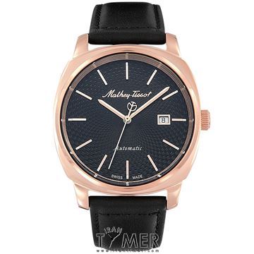 ساعت مچی مردانه کلاسیک بند چرم طبیعی، نمایش تاریخ، اتوماتیک، سنگگ قیمتی داخل موتور، رنگ PVD