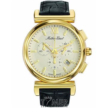 ساعت مچی مردانه کلاسیک بند چرم طبیعی، کرونوگراف، نمایش تاریخ، رنگ PVD