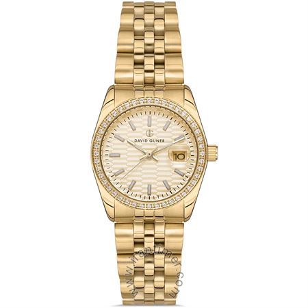 ساعت مچی زنانه فشن بند استیل، نمایش تاریخ، نگین دار