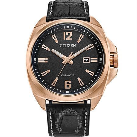 ساعت مچی مردانه کلاسیک بند چرم طبیعی، نمایش تاریخ، اکو درایو