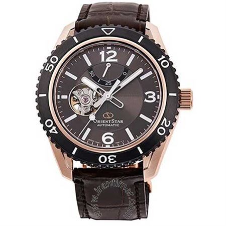 ساعت مچی مردانه کلاسیک بند چرم طبیعی، اتوماتیک، قلب باز، سنگ قیمتی داخل موتور