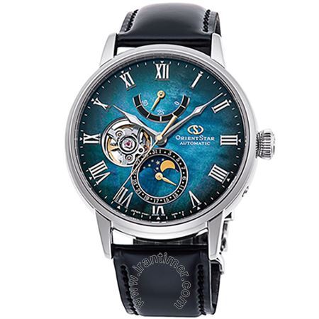 ساعت مچی مردانه کلاسیک بند چرم طبیعی، قلب باز، اتوماتیک، سنگ قیمتی داخل موتور، نمایش شاخص ذخیره انرژی، نمایش تاریخ، نمایش حالت ماه