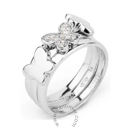 ساعت مچی انگشتر زنانه فشن تمام نقره، سنگ زیرکونیا