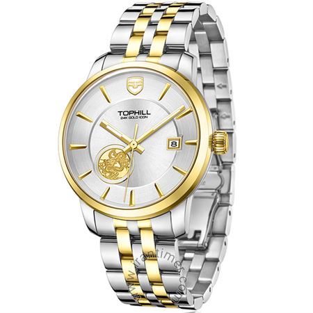 ساعت مچی مردانه کلاسیک تمام استیل، داخل صفحه شمش طلا 24 عیار