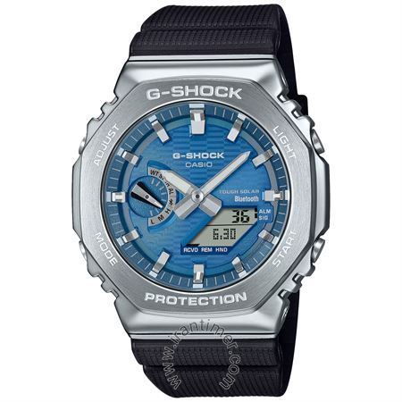 ساعت مچی مردانه اسپرت بند پلاستیکی، هوشمند، اتصال به موبایل از طریق بلوتوث و برنامه CASIO WATCHES، دارای دو نور پس زمینه، دارای 5 زنگ هشدار، نمایش تاریخ کامل تا سال 2099