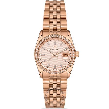 ساعت مچی زنانه فشن بند استیل، نمایش تاریخ، نگین دار