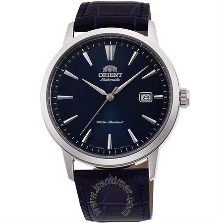 ساعت مچی مردانه کلاسیک بند چرم طبیعی، نمایش تاریخ، اتوماتیک، سنگ قیمتی داخل موتور