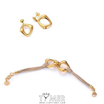 زیور آلات و جواهر  دستبند گوشواره زنانه کلاسیک پارچه ای و استیل-ست