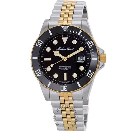 ساعت مچی مردانه کلاسیک بند استیل، نمایش تاریخ، زه قاب چرخشی یک طرفه، رنگ PVD