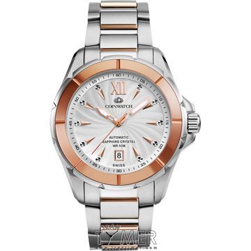 ساعت مچی مردانه کلاسیک تمام استیل، نمایش تاریخ، اتوماتیک، سنگ قیمتی داخل موتور، رنگ PVD