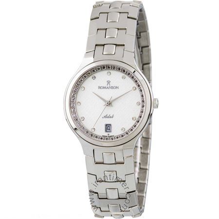 ساعت مچی زنانه کلاسیک تمام استیل، نمایش تاریخ، نگین دار