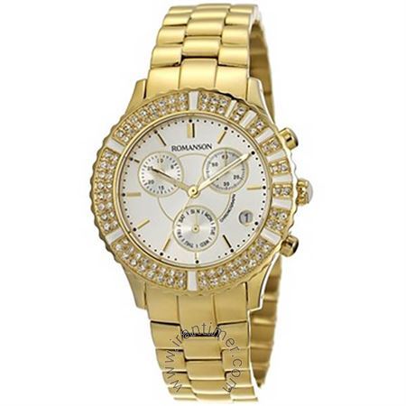 ساعت مچی زنانه کلاسیک تمام استیل، کرونوگراف، نمایش تاریخ و روز، نگین دار