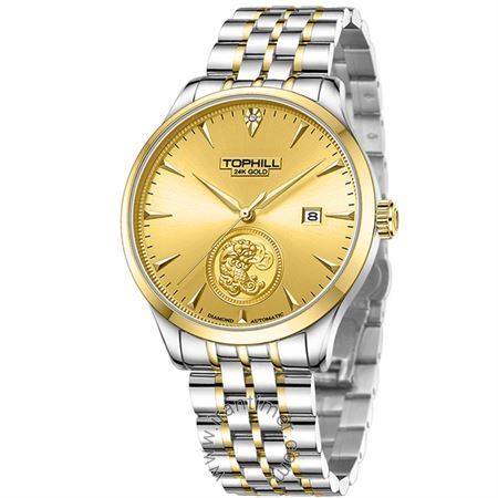 ساعت مچی مردانه کلاسیک تمام استیل، داخل صفحه شمش طلا 24 عیار