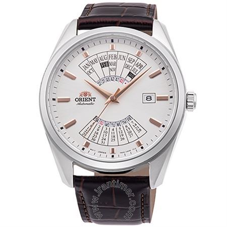 ساعت مچی مردانه کلاسیک بند چرم طبیعی، نمایش تاریخ کامل، اتوماتیک، سنگ قیمتی داخل موتور