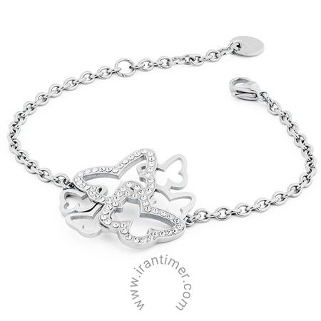 ساعت مچی دستبند زنانه فشن تمام استیل، نگین دار