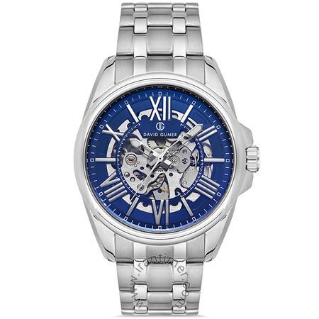 ساعت مچی مردانه کلاسیک بند استیل، اتوماتیک، اسکلتون، سنگ قیمتی داخل موتور