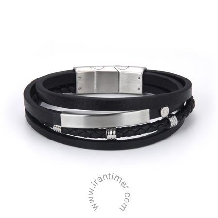 زیور آلات و جواهر دستبند مردانه اسپرت چرم و استیل