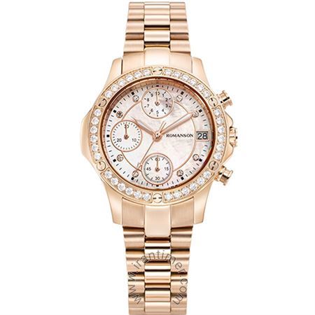 ساعت مچی زنانه فشن تمام استیل، کرونوگراف، نمایش تاریخ، نگین دار