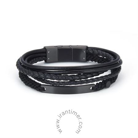 زیور آلات و جواهر دستبند مردانه اسپرت چرم و استیل