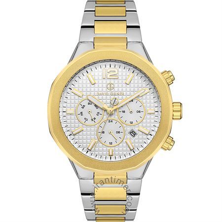 ساعت مچی مردانه کلاسیک بند استیل، نمایش تاریخ کامل، دو زمانه