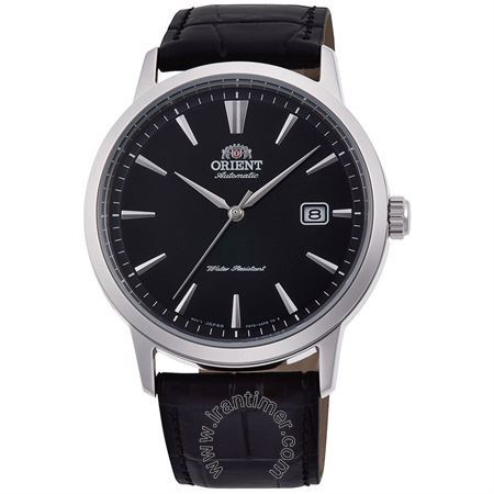 ساعت مچی مردانه کلاسیک بند چرم طبیعی، نمایش تاریخ، اتوماتیک، سنگ قیمتی داخل موتور