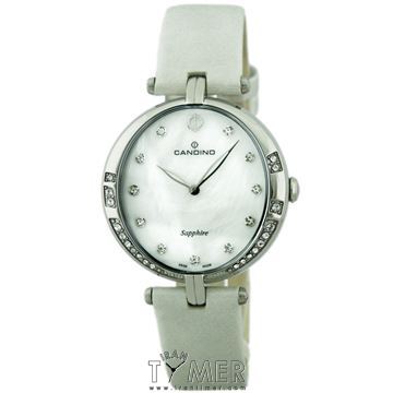 ساعت مچی زنانه کلاسیک بند چرمی روکش پارچه ای، نگین دار