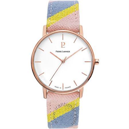 ساعت مچی زنانه کلاسیک بند چرم طبیعی با روکش پارچه، رنگ PVD