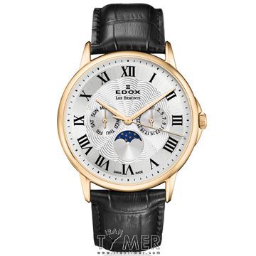 ساعت مچی مردانه کلاسیک بند چرم طبیعی، نمایش تاریخ و روز نمایش حالت ماه، رنگ PVD