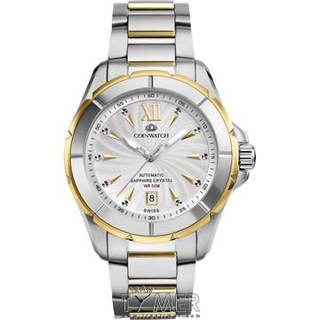 ساعت مچی مردانه کلاسیک تمام استیل، نمایش تاریخ، اتوماتیک، سنگ قیمتی داخل موتور، رنگ PVD